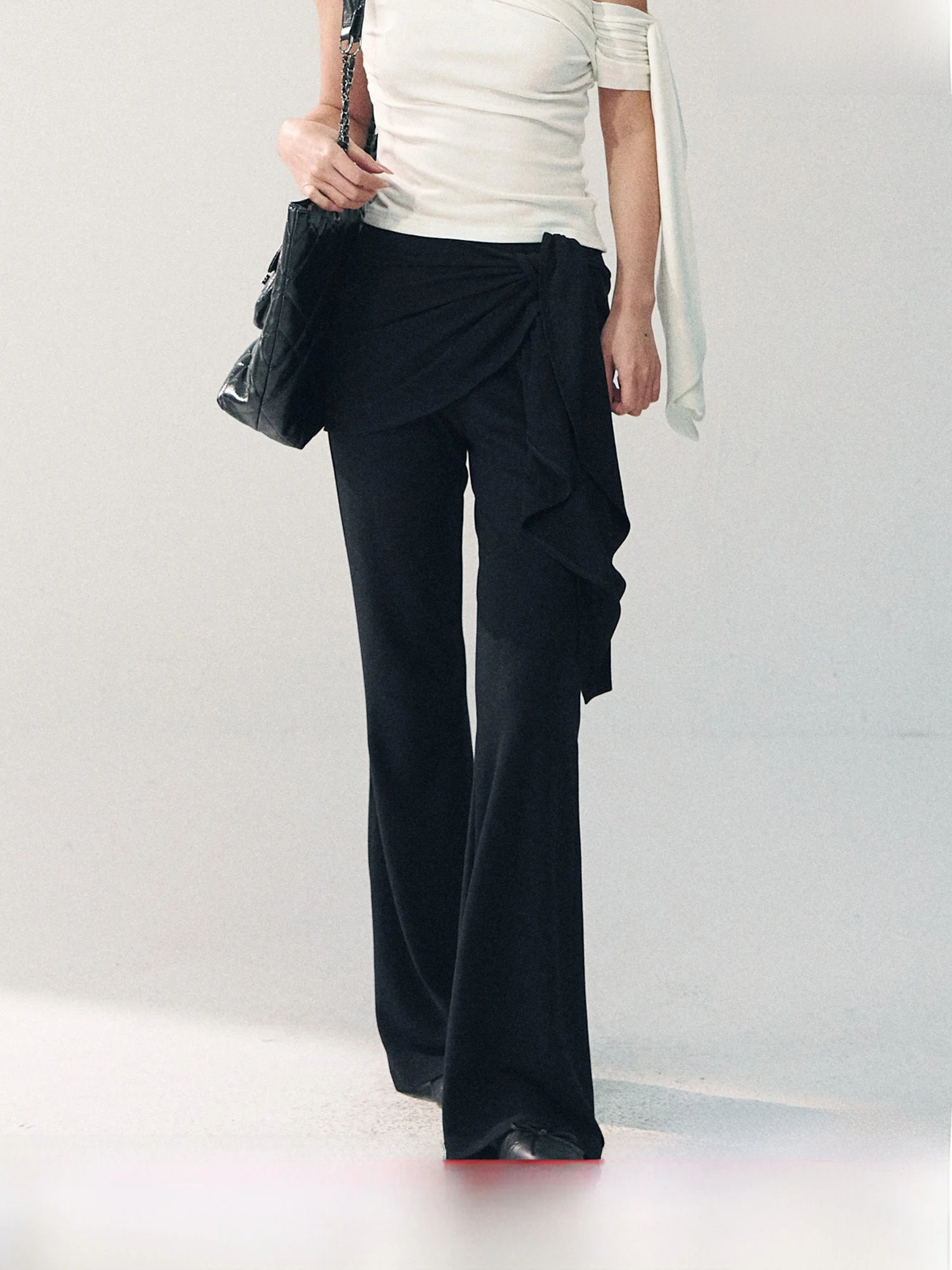 

RECOIN RC High Waist Micro Flared Curtain Pants Women's Casual Trousers Spring 2026 New Sle Ladies Faion Pants