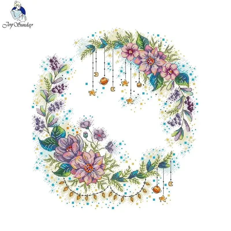 

JoySunday Сказочный венок с принтом Наборы для вышивки крестом Ткань Aida 16CT Ткань DIY Ремесленная игла Canva Набор для ручной вышивки для подарка