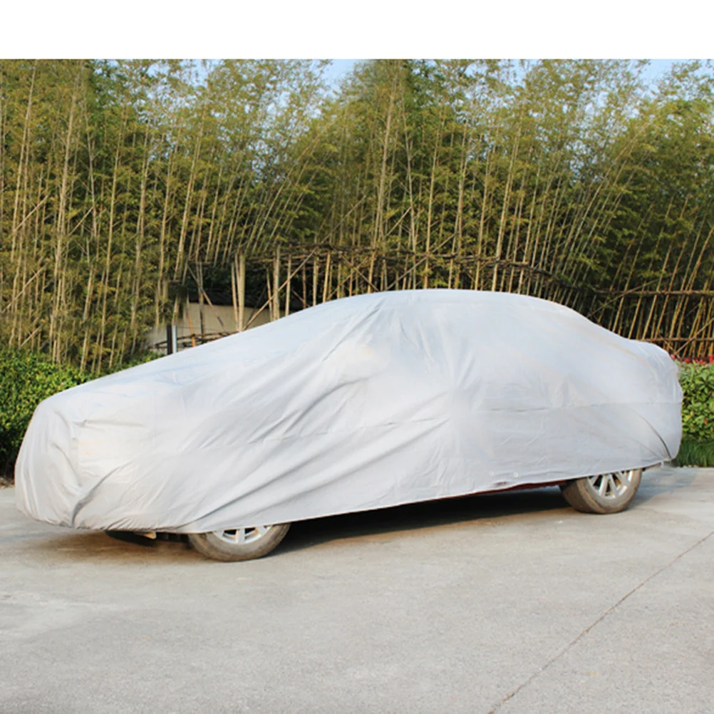 

Car Cover Waterproof Summer Sunscreen Dustproof Hood Xl Silver for Indoor Outdoor Vehicle Protection Heat Condensate Prevention