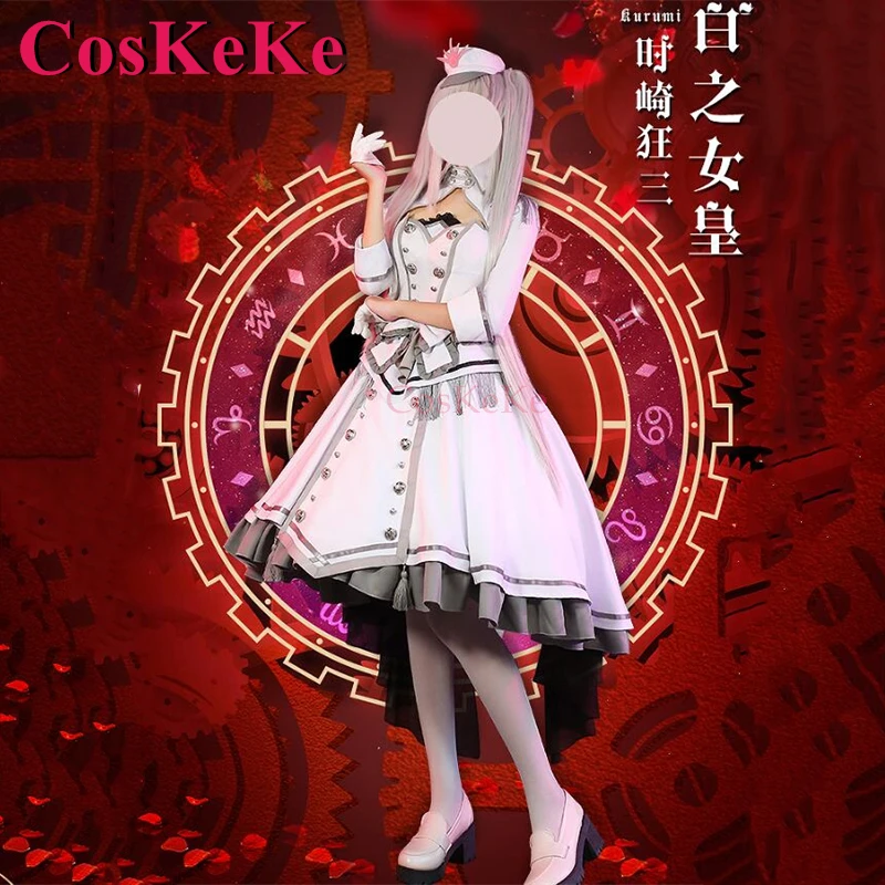 CosKeKe Tokisaki Kurumi Cosplay Anime Date A Live Costume White Queen Skin Formal Dress Halloween Party Role Play Clothing New