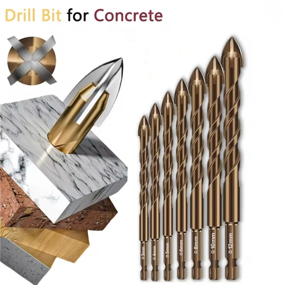 

Masonry Concrete Drill Bits For Glass Ceramic Tile Brick Plastic Wood Mason Hard Alloy Wall Hole Opener Hex Shank 3mm To 12mm