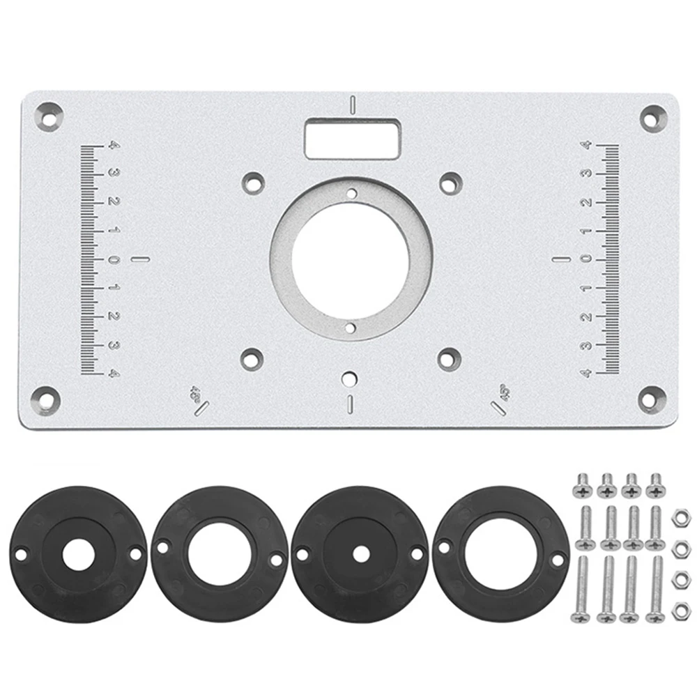 Router Table Insert Plate banchi per la lavorazione del legno Router per legno in alluminio modelli Trimmer macchina per incidere con strumenti a 4 anelli