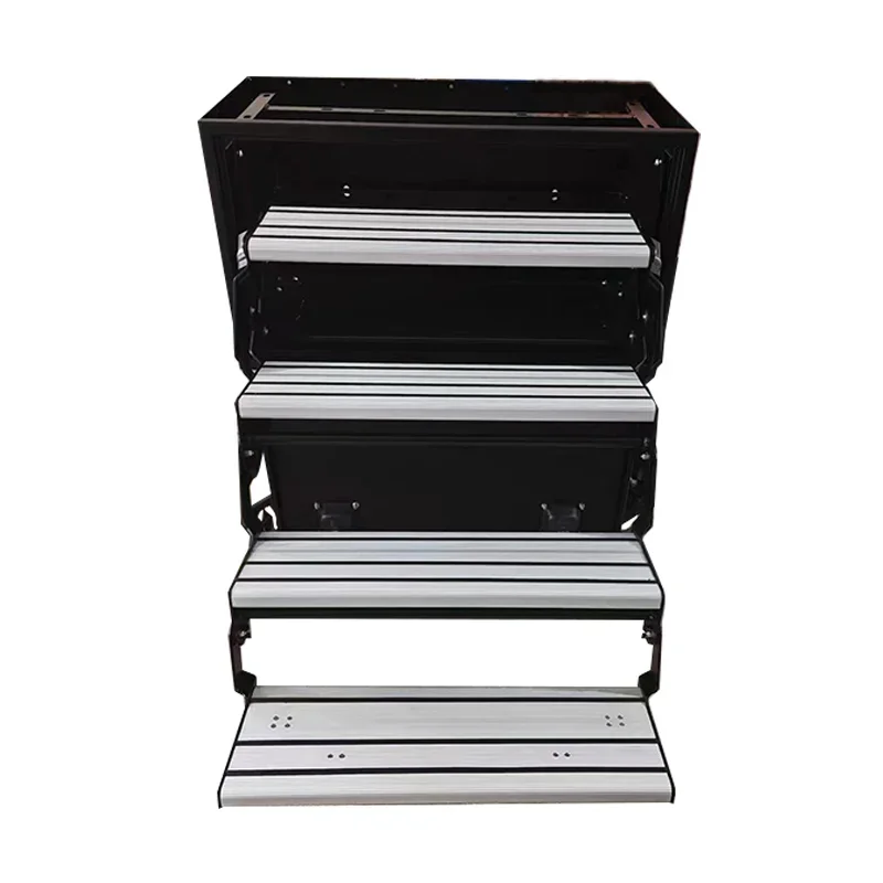 RV Step Factory Loading 200KG Heavy Duty Aluminum Four Step Caravan Trailer Four-layer Manual Folding Steps