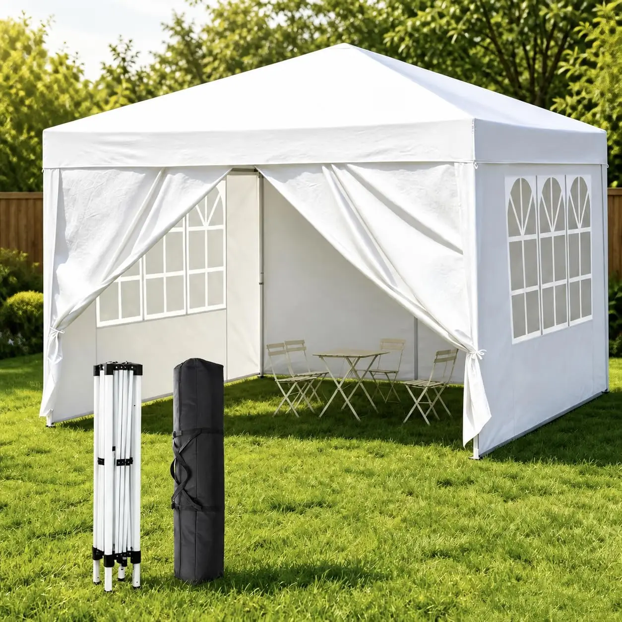 10X10FT Pop Up Gazebo Canopy, Heavy Duty Outdoor Party Tent with 4 Removable Sidewalls & Carrying Bag, Portable Sun Shelter
