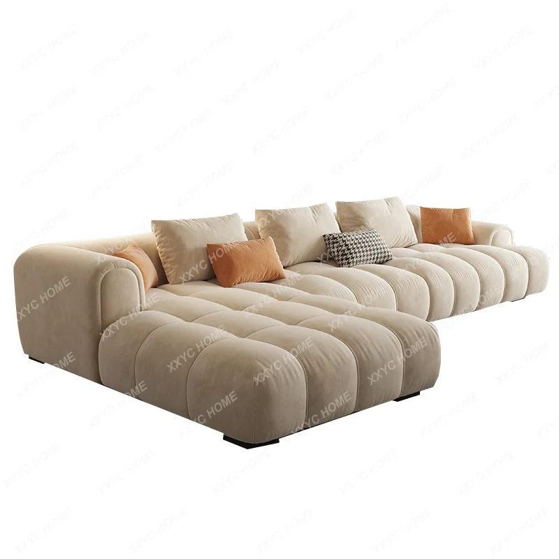 

Sofa Light Luxury French Style Faux Leather Living Room Concubine Corner Square Latex Clouds