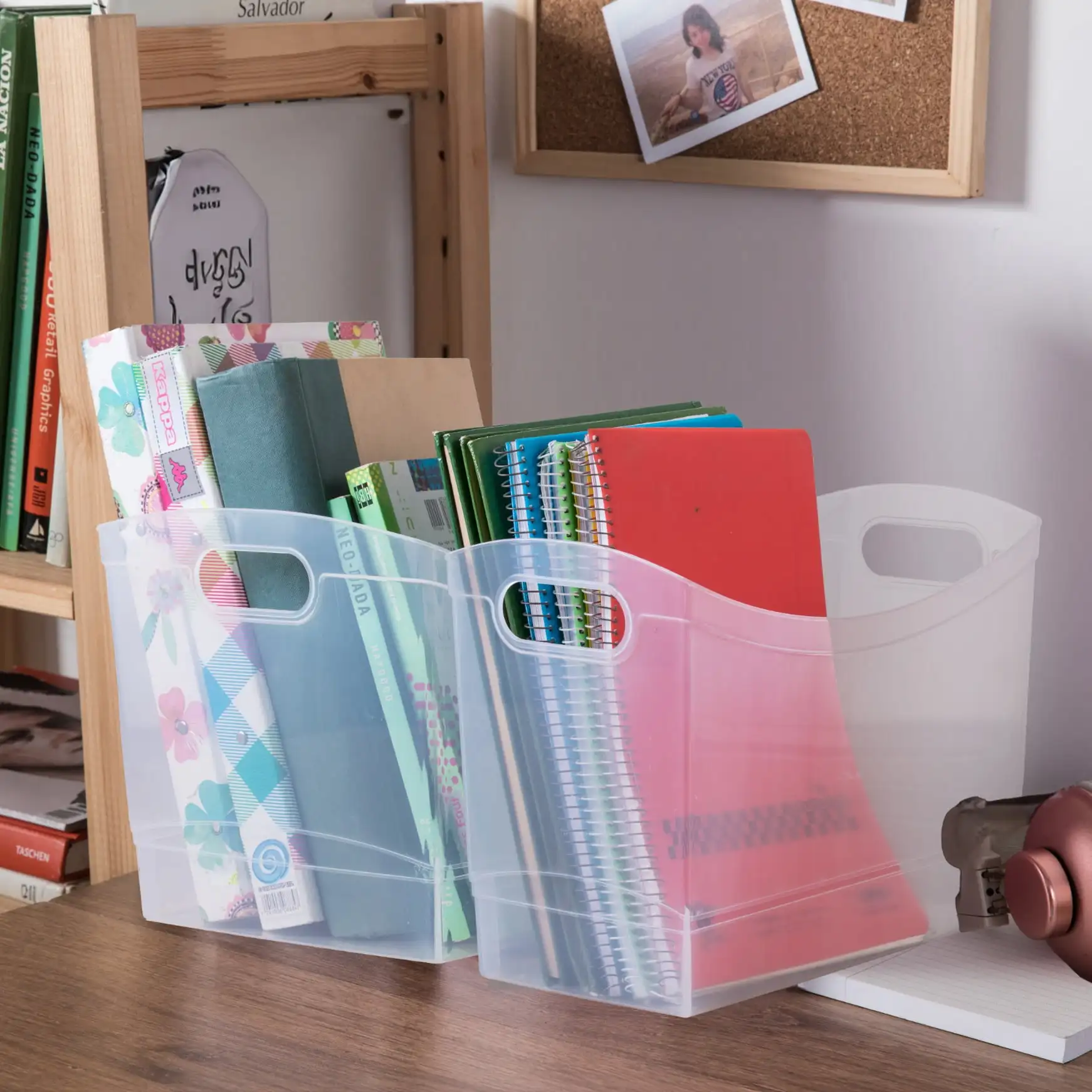 (عبوة من قطعتين) صندوق تخزين بلاستيكي 12 كيو تي مستطيل ضيق مع مقابض حمل، شفاف #6