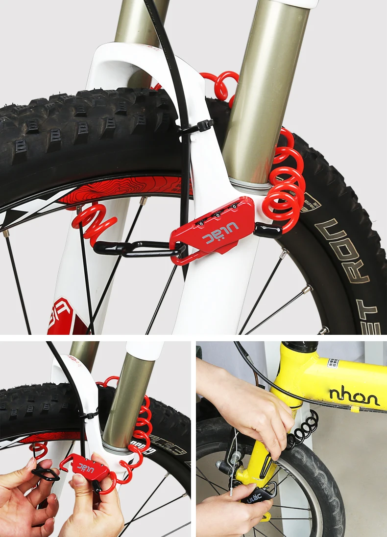 ULAC Fahrrad-Kombinationsschloss 1,2m Verlängertes Spiralkabel 3-stellige Kombination Rückstellbar Leichtgewichtig Tragbar Fahrradzubehör – Detail 15