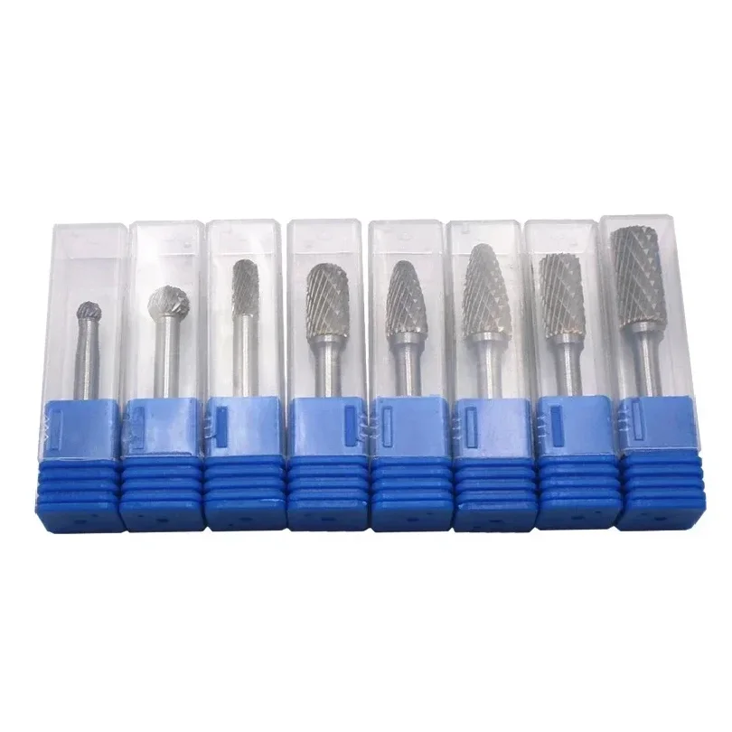 

8pcs/set 1/4" 6mm Shank ACDF Carbide Rotary Burrs Bits Metalworking Rotary Cutter Files CNC Engraving Hand Tool