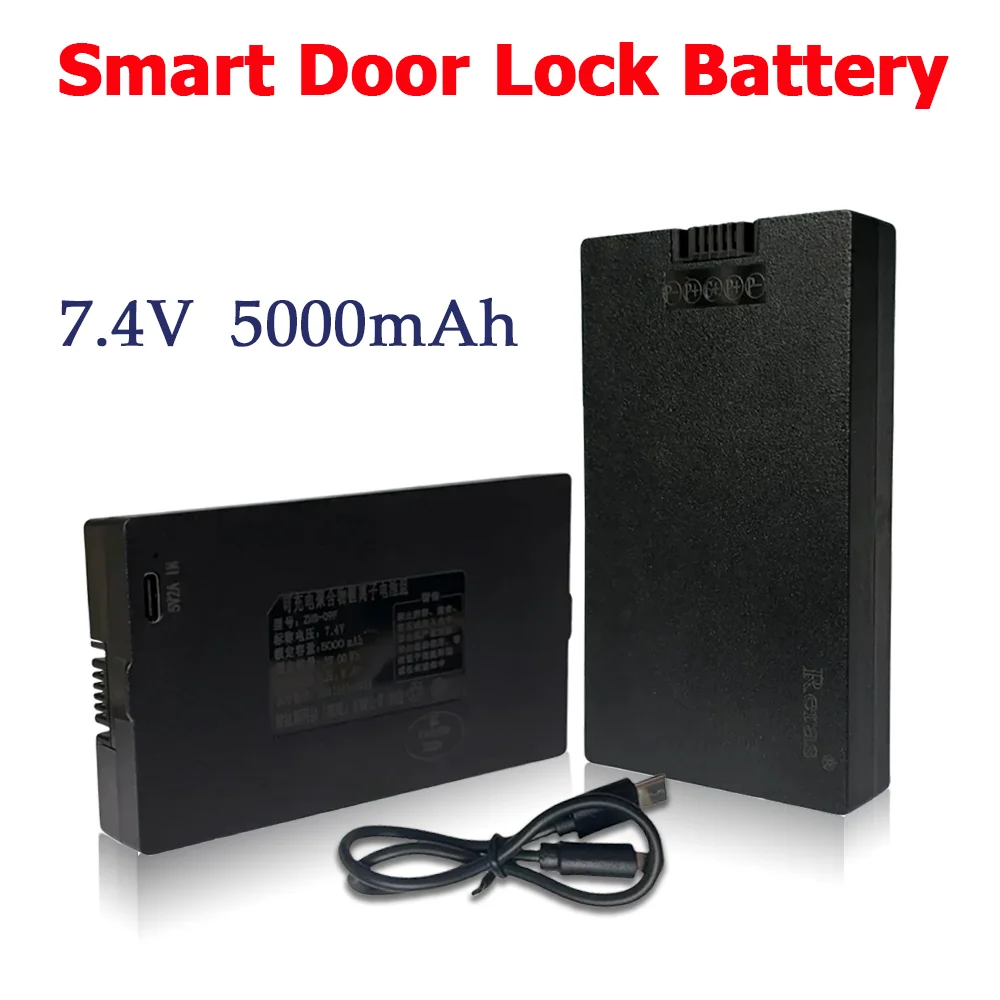 7.4V 5000mAh Polymer Lithium Battery for Smart Door Lock Compatible For Xiaomi Bosch Haier Fingerprint Door Lock with Charging