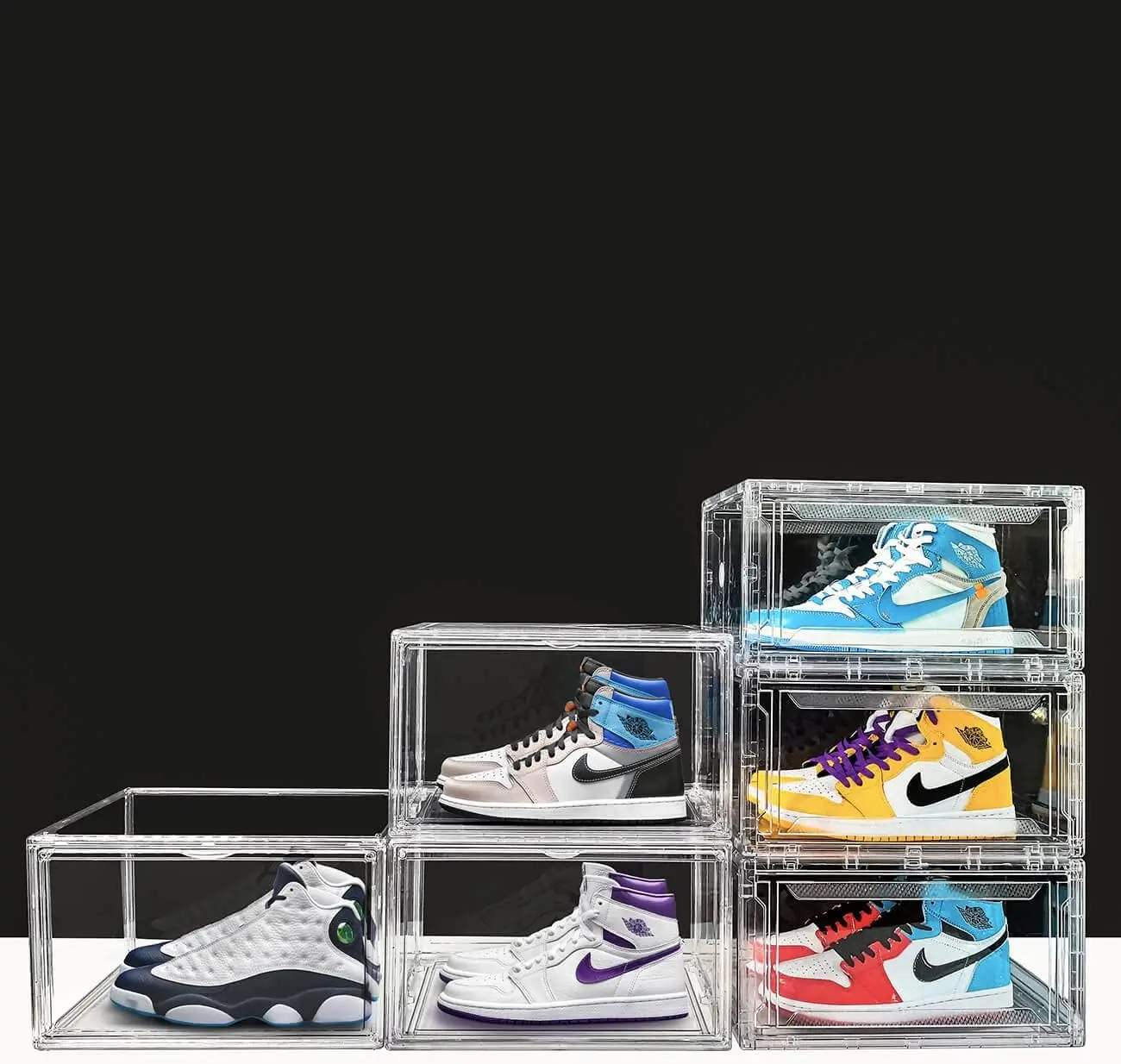 Shoe Boxes Clear Plastic Stackable 10 Pack Sneaker Storage Boxes with Magnetic Door, Acrylic Boxes for Display,