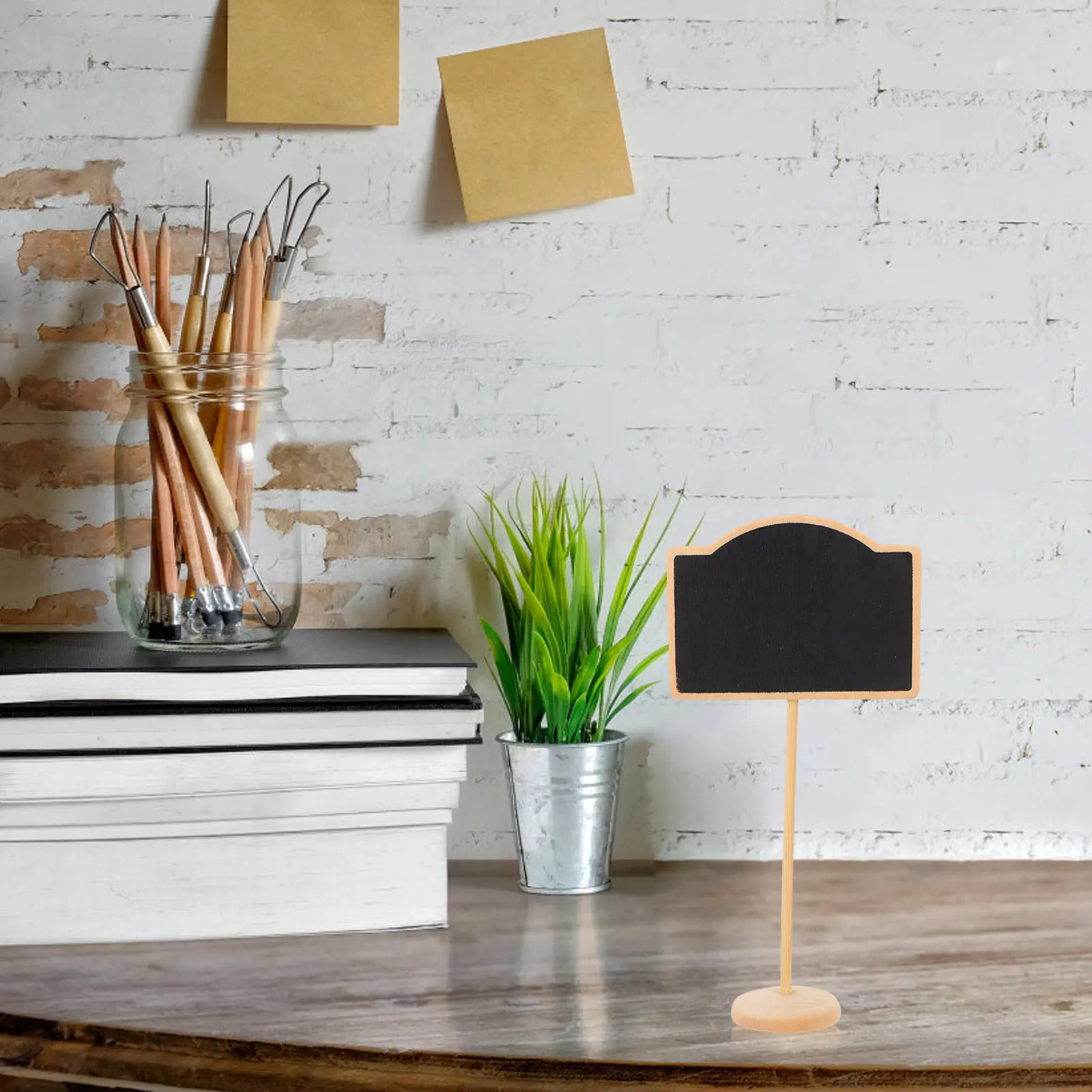 

10Pcs Wooden Message Board Signs Mini Blackboard Chalkboard Sign Compact Lightweight Easy to Carry Store Write Erase for Home