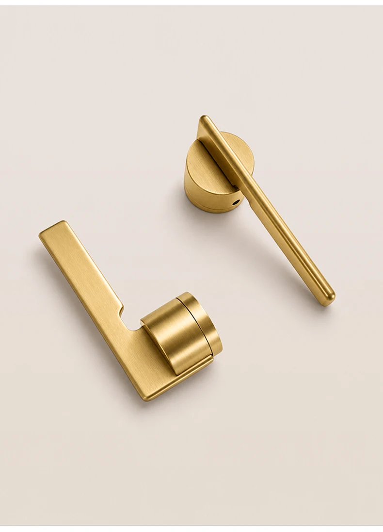 DOOROOM Türschloss-Set aus massivem Messing, matt gebürstetes Kupfer, Türschloss, leichtes Luxus-Schlafzimmerschloss, Flurschloss, Dummy-Schloss – Detail 9
