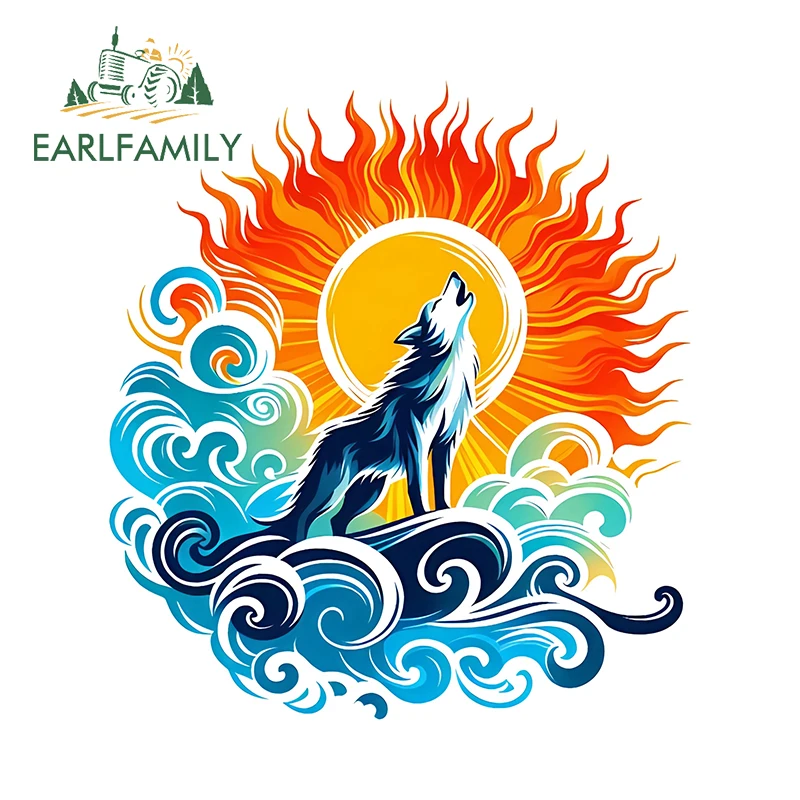 EARLFAMILY Creative Wolf Kurt Logo Car Stickers Wonderful Artistic Cartoon Helmet Decals Cool Waterproof Rearview Mirror Decor