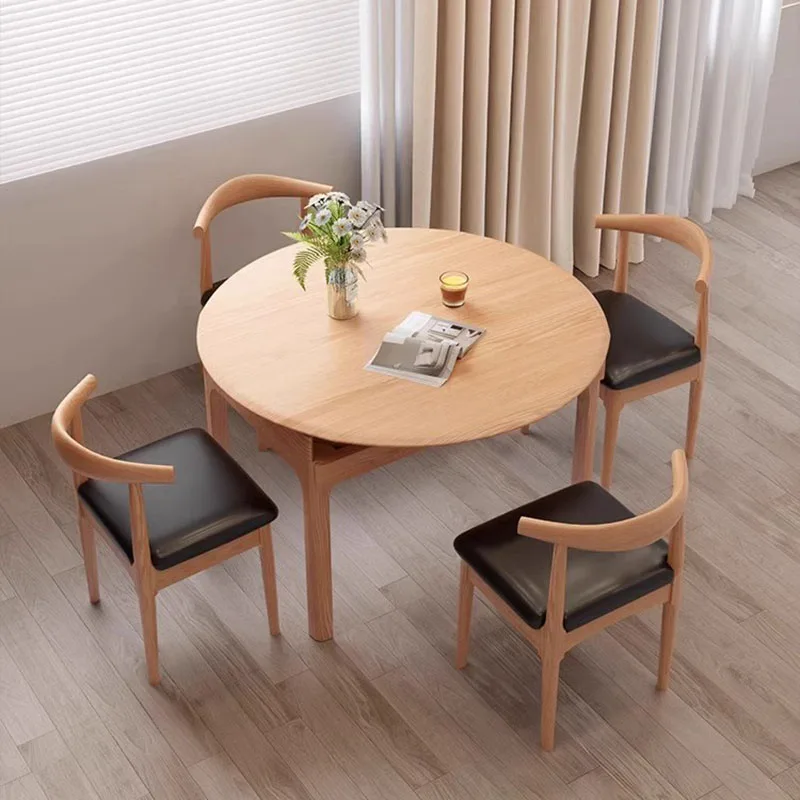 

Solid Wood Folding Round Dining Table Household Round Table Furniture Variable Dining Room Sets Mueble Para Cocina Retractable