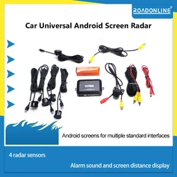 Roadonline Android navigation Car Parking Sensor Kit Reverse Backup Radar Sound Alert indicatore sistema sonda 4 sonda Beep Sensor