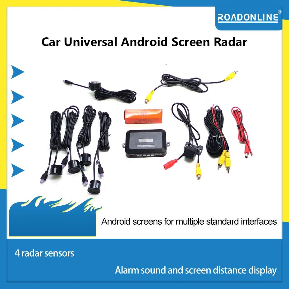 Roadonline Android navigation Car Parking Sensor Kit Reverse Backup Radar Sound Alert Indicator Probe System 4 Probe Beep Sensor