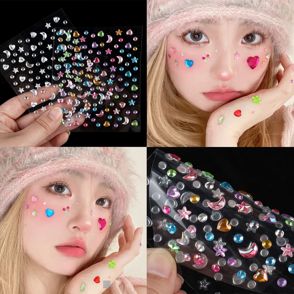 Music Festival Face Jewels Eyeshadow Stickers Self Adhesive Face Eyebrow Diamond Nail Stickers Diamond Decoration Makeup Tools