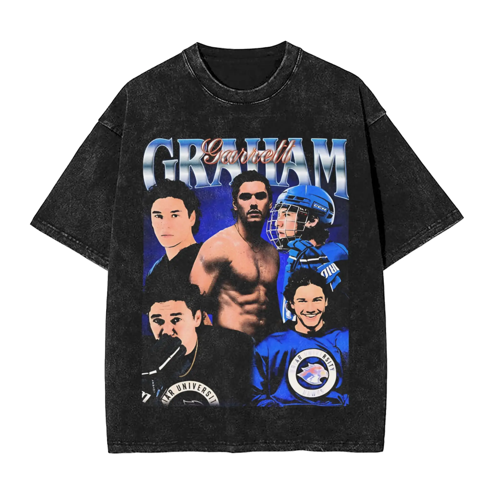 Washed T Shirts Garrett Graham Off Campus Retro T-Shirt High Street  Streetwear 100% Cotton Graphic Printed Tops Tees Men Women