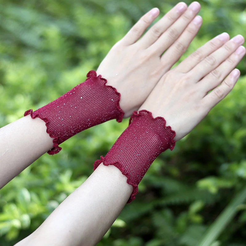 Pulseira de malha feminina de verão, protetor solar respirável fino, capa de cicatrizes, tatuagem, mangas falsas, suporte de cotovelo, decoração