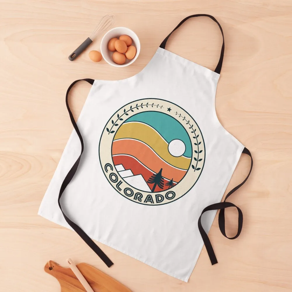 

Colorado Retro Vintage Sunset - Colorado Mountain Souvenir - Gift - Hometown Hiking Nature Apron kitchen girl Apron