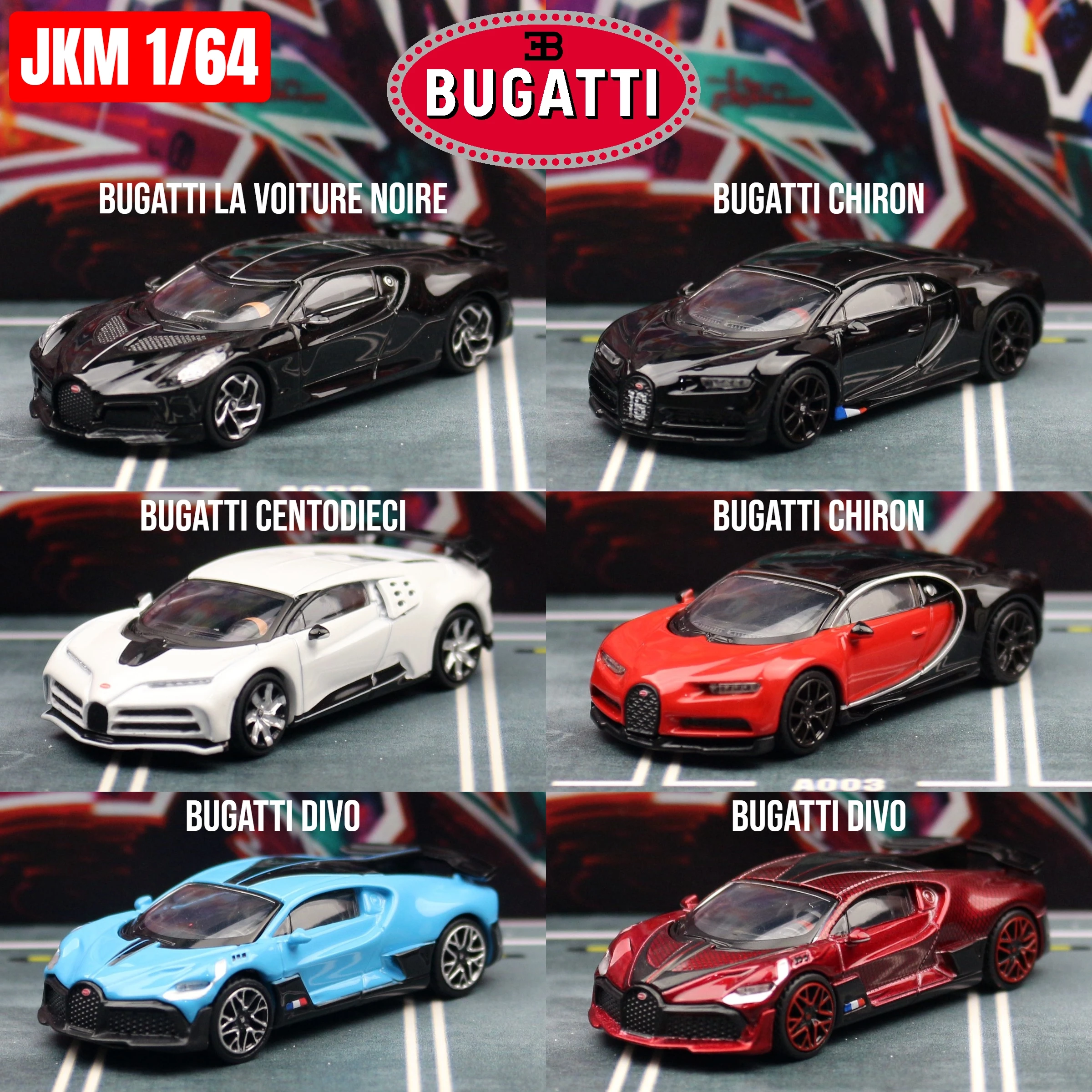 1/64 Bugatti La Voiture Noire Chiron Centodieci DIVO EB110 Toy Car JKM Diecast Miniauto Super Sport Model Metal Collection Gift