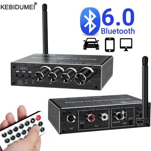 Receptor de Audio Bluetooth 6,0 convertidor Digital a analógico 3,5mm AUX RCA Coaxial USB U-Disk Karaoke adaptador inalámbrico estéreo