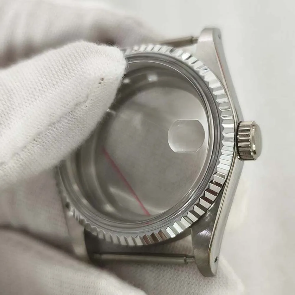 Großhandel 36mm Uhrengehäuse Lupe Acrylglas Transparent/Dichte Basis 3ATM Edelstahlgehäuse für NH35 NH36 4R Uhrwerk – Detail 5