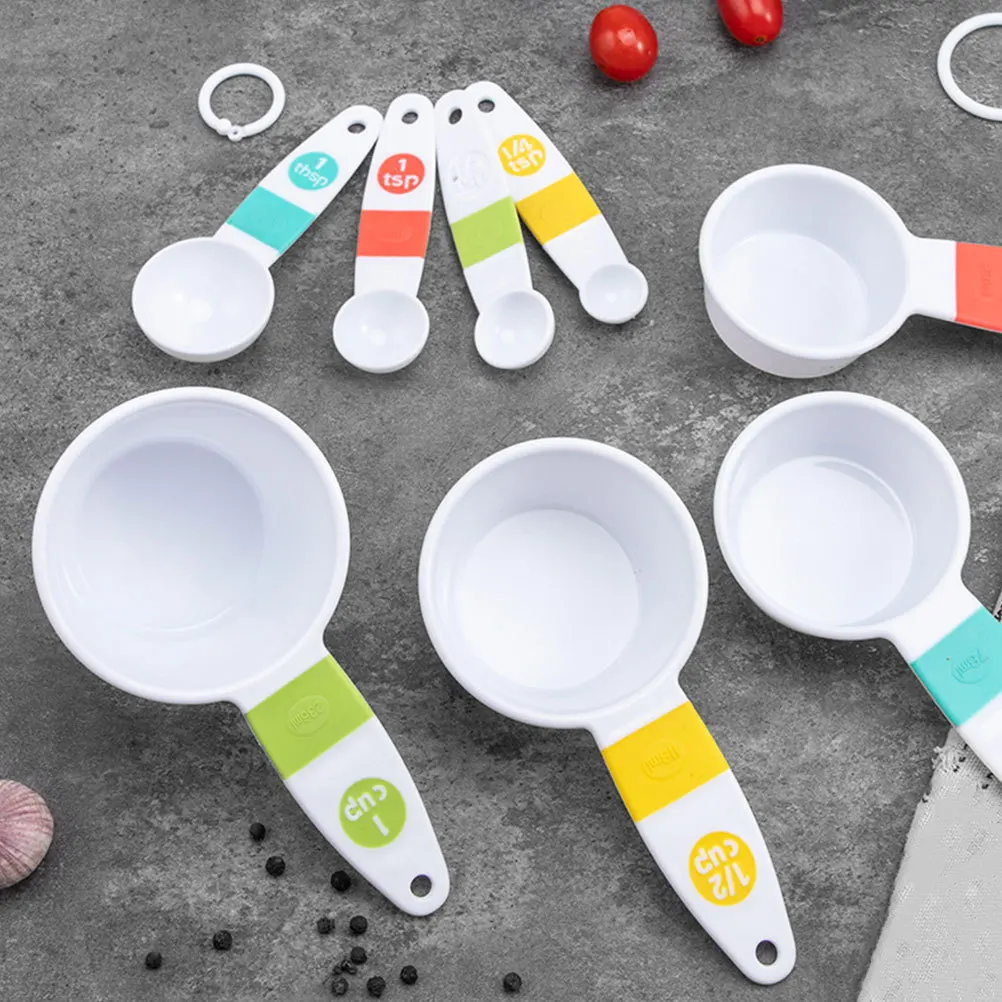 

1Set Measuring Cups and Spoons Plastic Set Reusable Lightweight Accurate Stackable for Baking Seasoning
