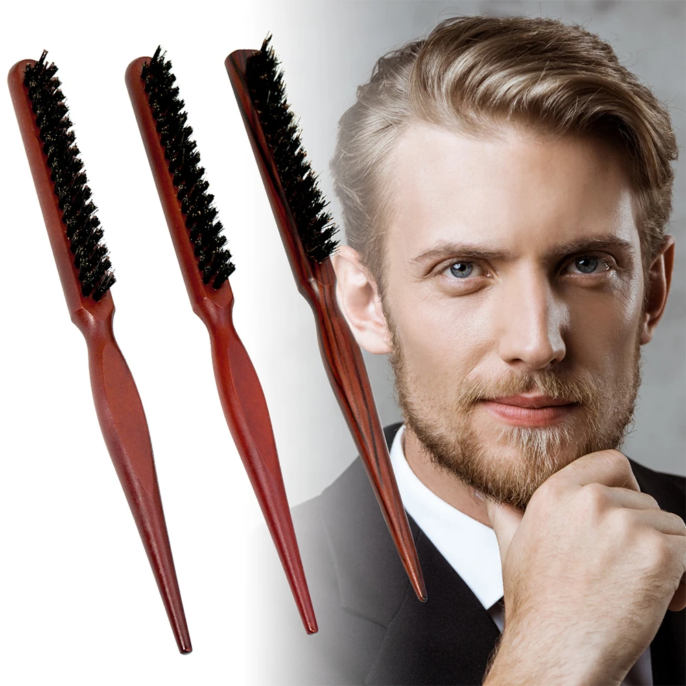 

Natural Soft Bristle Hair Fluffy Comb Wood Handle Hair Brush Anti-static Barber Hair Comb Scalp Massage Hairdresser Styling Tool