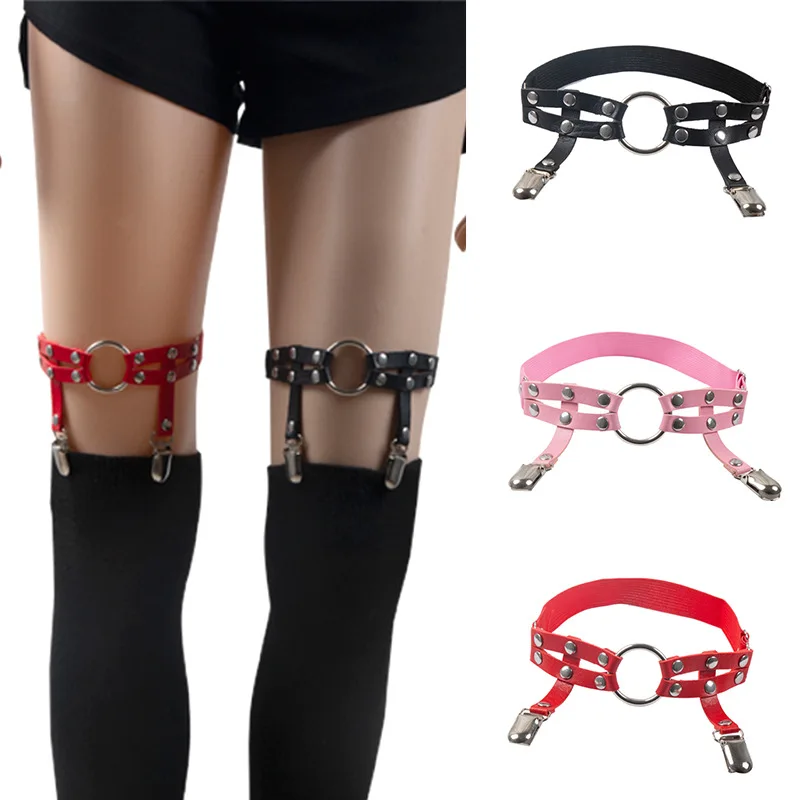 hot sale European and American Harajuku punk style round ring rivet leg ring round garter belt anklet chain bound t