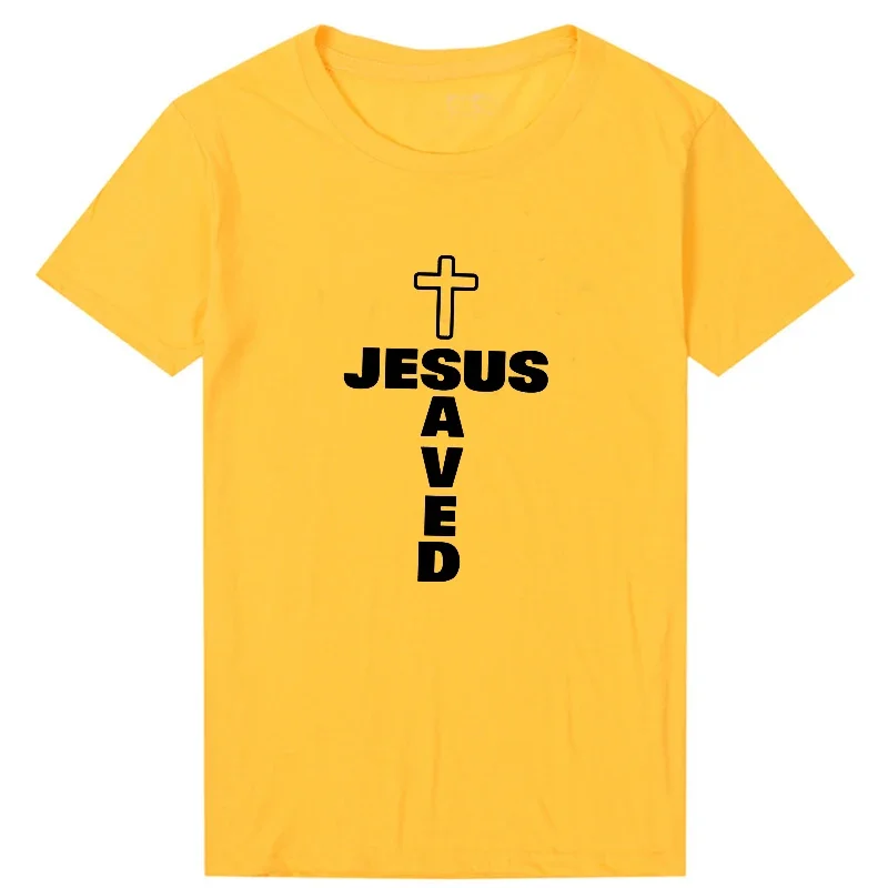 Y2k Short Sleeves Sunmmer T Shirt Jesus Saved Cross Women T Shirts Cotton Religious Clothes Christian Tops O Neck Graphic Tee