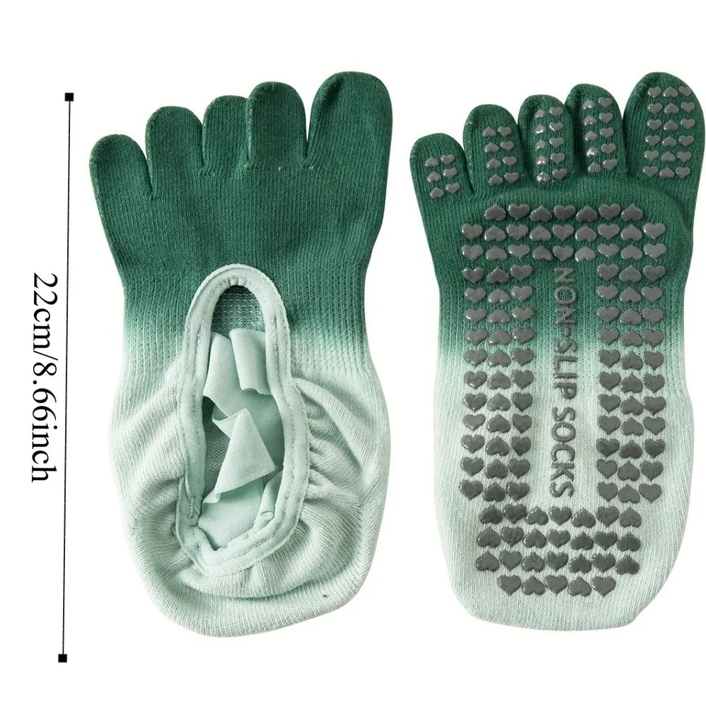 زوج واحد من جوارب اليوغا المضادة للانزلاق بخمسة أصابع، جوارب يوجا كاملة بخمسة أصابع وحزام متقاطع منقسم من القطن المرن