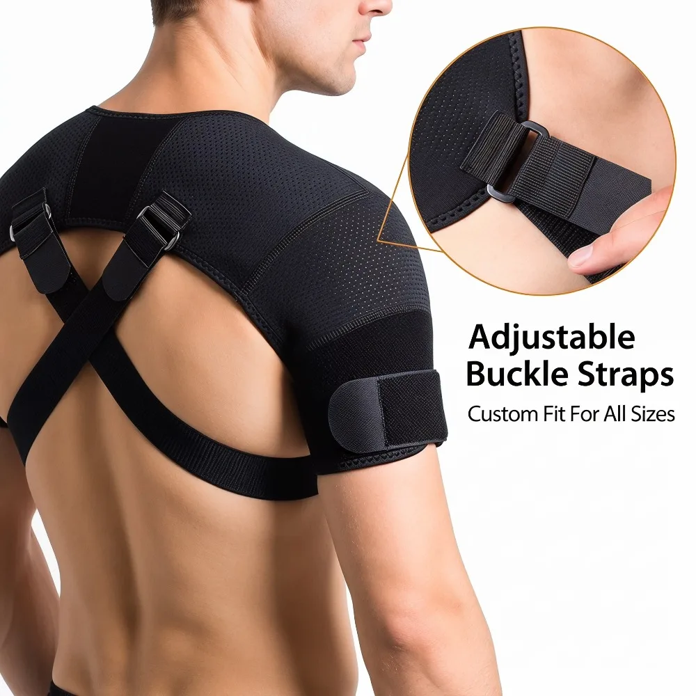 Double Shoulder Support Sports Strap Adjustable Compression Breathable Cross Back Brace Pain Relief Injury Prevention