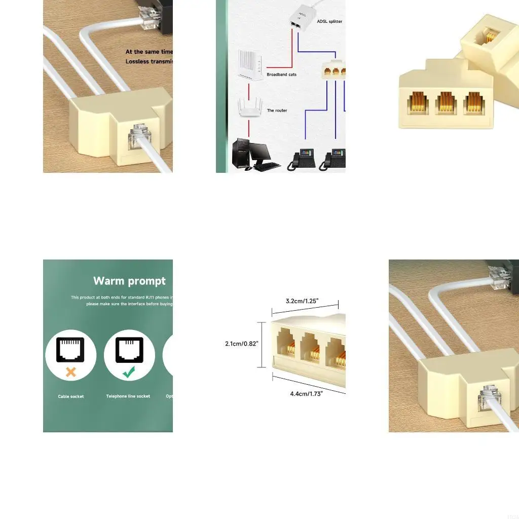 193A Phone Splitter Three-Outlet Connector Phone Splitter Telephone Accessories