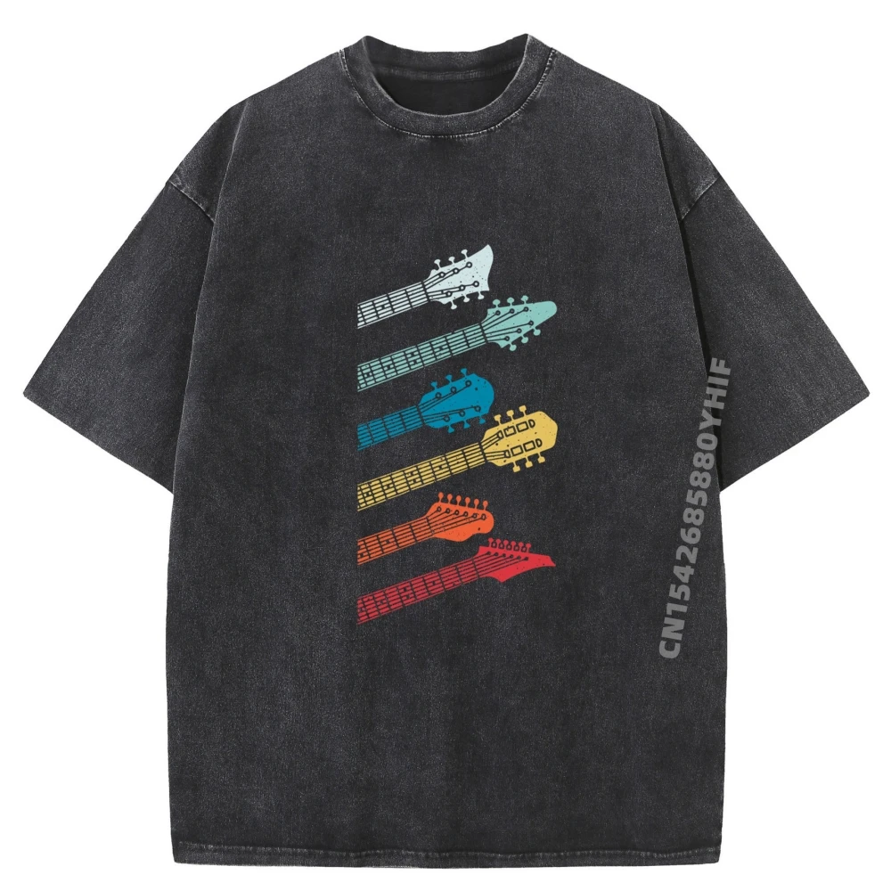 

Vintage Guitar For Men Women Comfortable Female Tees Funny VALENTINE DAY Tshirts Retro Classic Washed Tee-Shirts