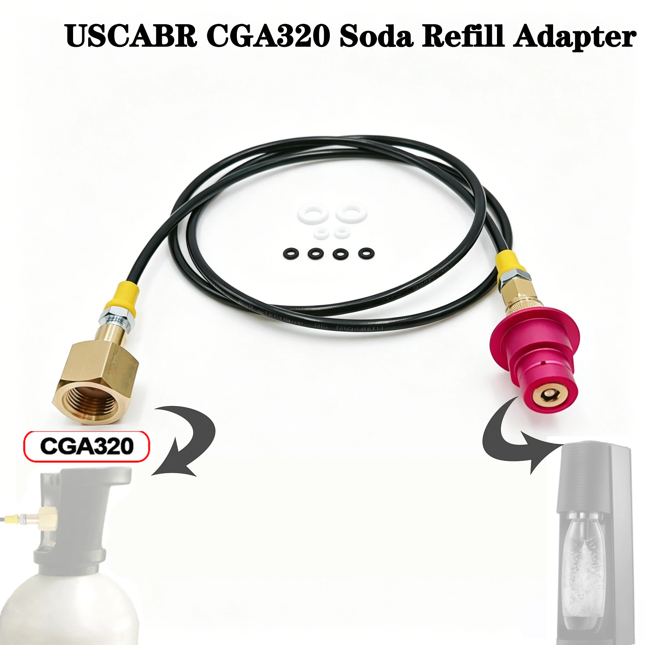 NEW SODA Quick Connect Terra DUO Art To External Co2 Tank Adapter Hose Kit W21.8-14 Or CGA320 G3/4  G5/8With Quick Disconnect