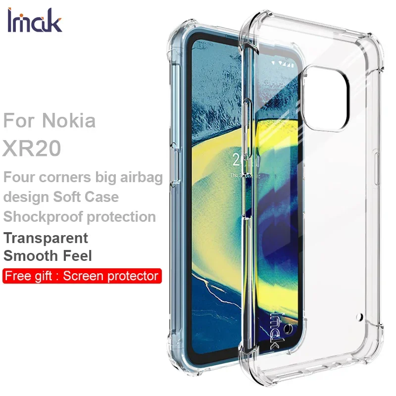 For Nokia XR20 Soft TPU Case IMAK Crystal Clear NEW Protective Back Cover for NokiaXR 20 Cases Nokia XR20 Bumper Shockproof