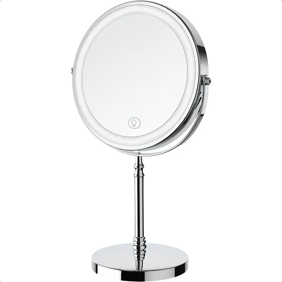 

Lighted Makeup Mirror 3000 mAh Rechargeable Double Sided Magnifying Vanity Mirror with 3 Colors 1x 10x 360 Rotation Brightn Adj