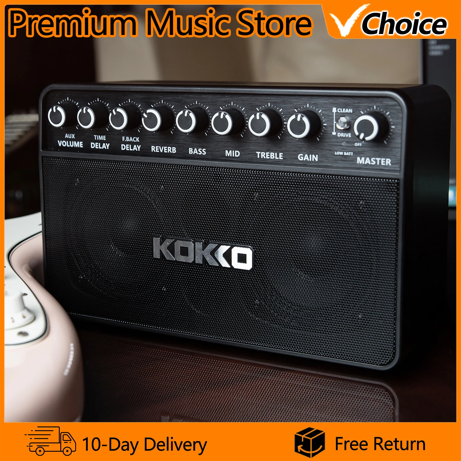 KOKKO KG-20 Electric Guitar Amplifier 20W Rechargeable Bluetooth OTG Dual Channel Speaker for Electric Guitar Practice Recording
