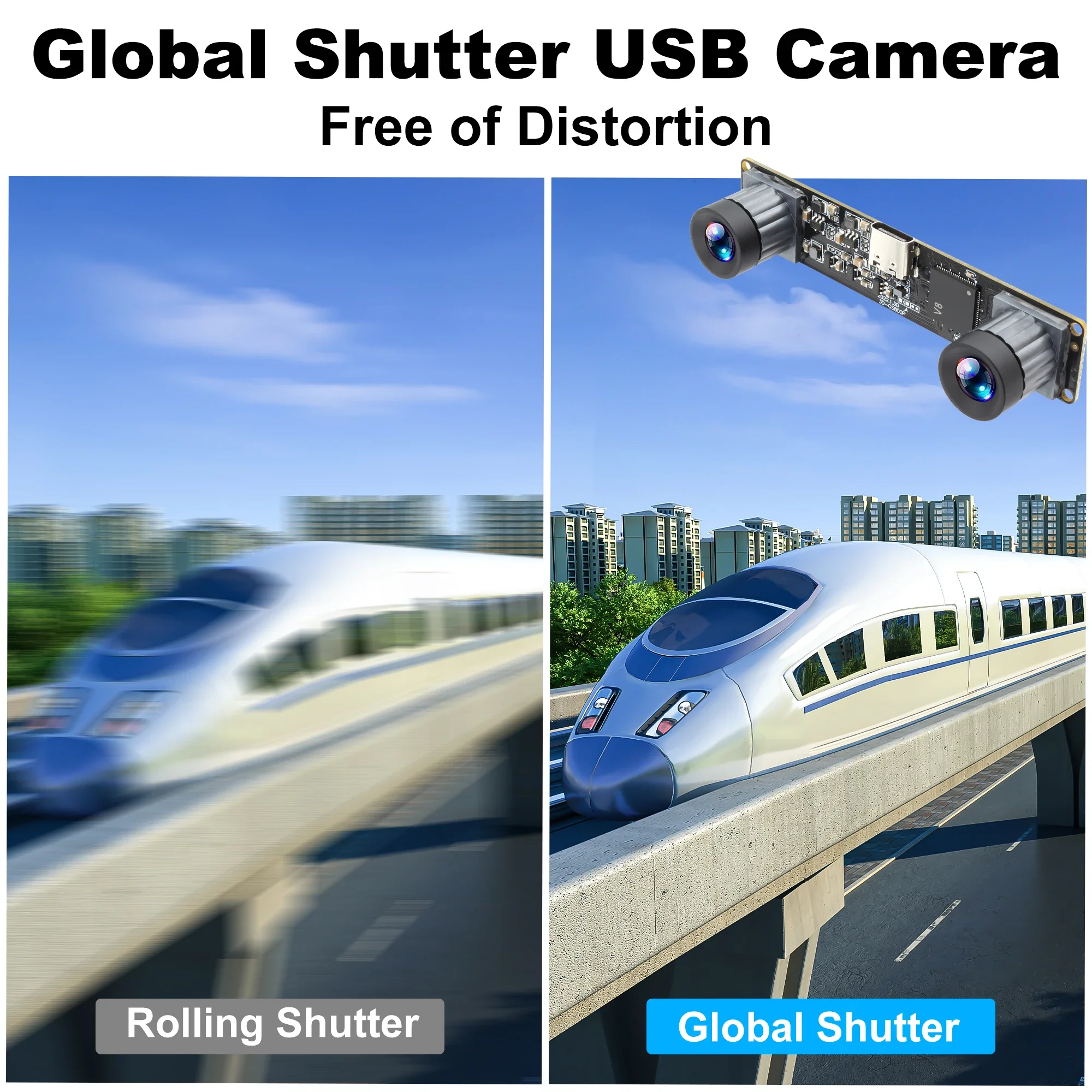 Best Seller ELP 1200P 60fps Global Shutter USB Camera With M12 Dual Lens No Distortion Industrial Webcam For Recording Fast-Movi