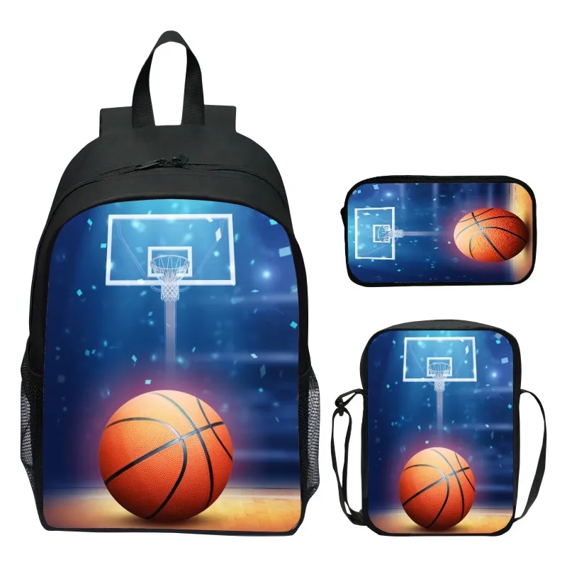 3pcs/set Digital Printed Printed Basketball Womens Backpacks Kids School Backpack for Girls Schoolbag Mens Shoulder Bag