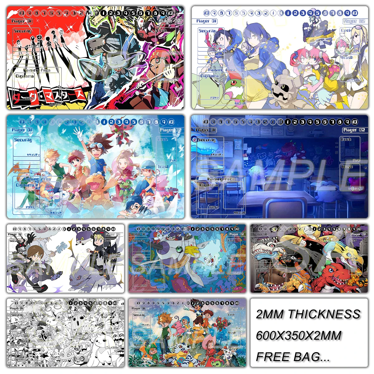 

Digimon Playmat Terriermon Agumon TCG CCG Mat Guilmon Gomamon Greymon Pad Mimi Tachikawa Trading Card Game Mat Mousepad Free Bag