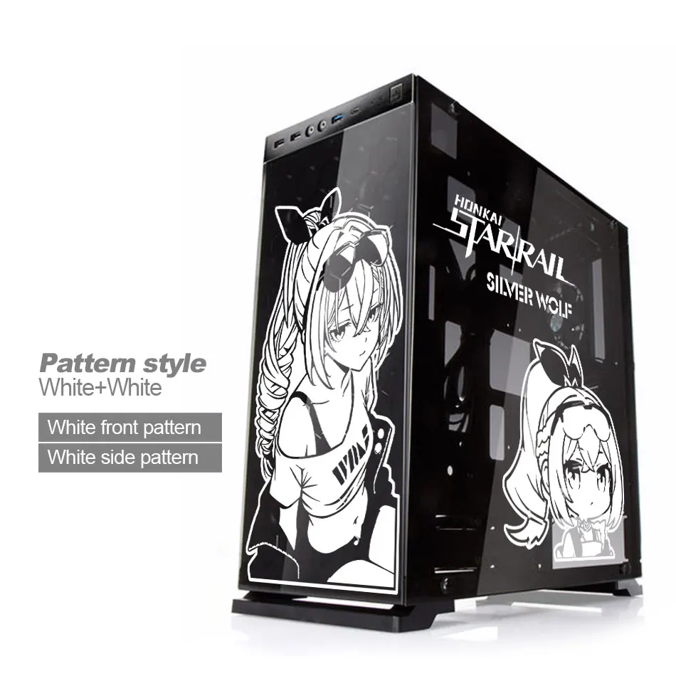 Silver Wolf Anime Stickers for PC Case,Star Rail Cartoon Decor Vinyl Decals for Atx Gaming Computer Chassis Skin,Waterproof view 5