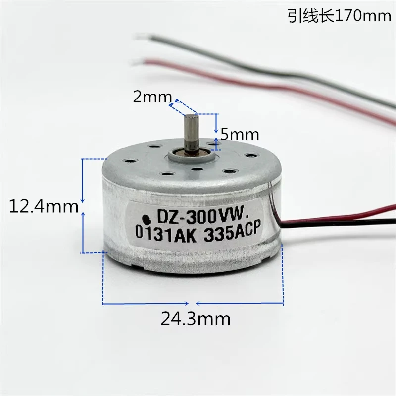 

RF-300 Micro 300 Motor DC 3V 3.7V 5V 6V 7550RPM Mini 24mm Round Spindle Motor 2mm Shaft DIY Hobby Toy Fan Solar Power Model