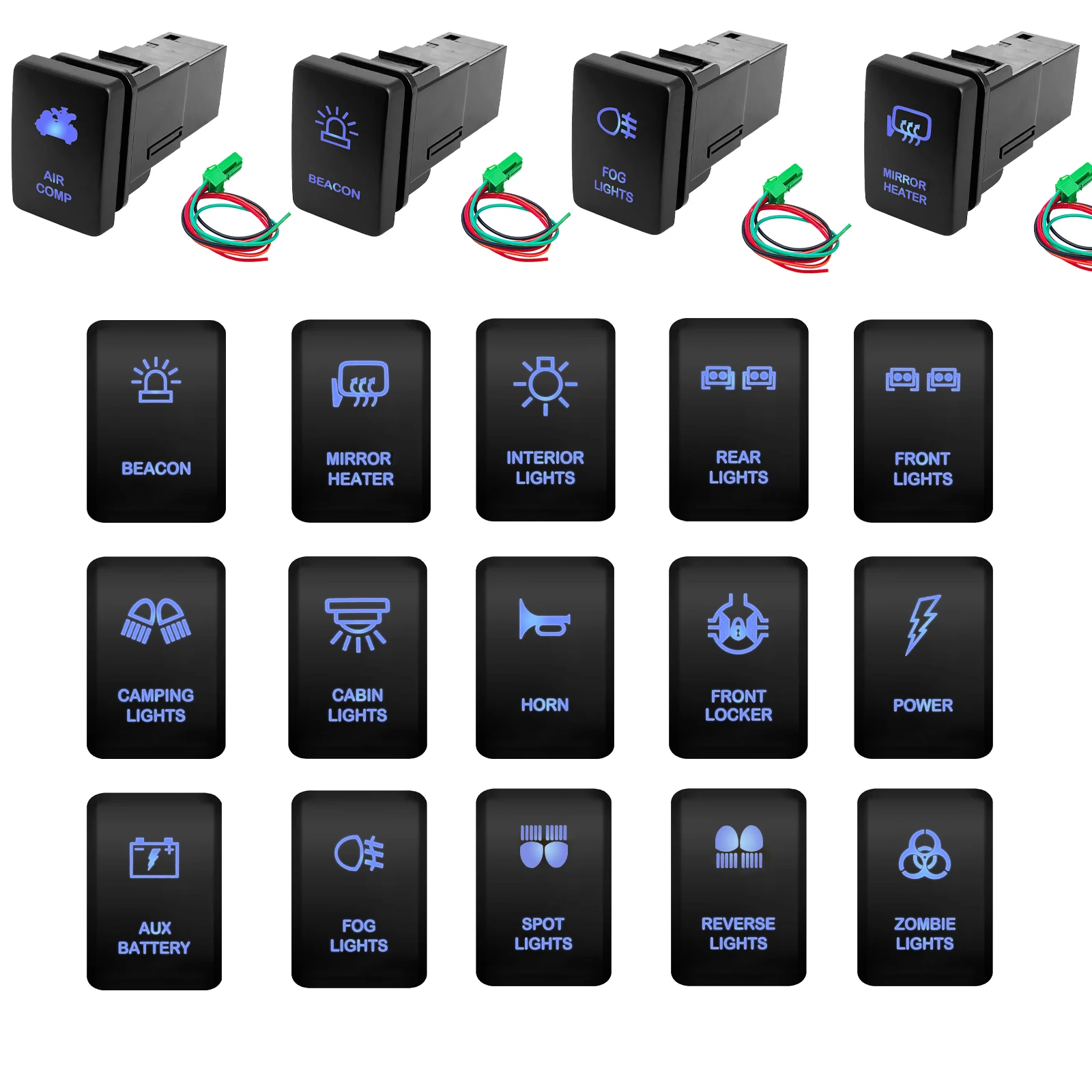 

Led Fog lights Push Switch Beacon On Off / Horn Momentary Button For Toyota PRADO Camry Altis Corolla RAV4 4Runner Highlande