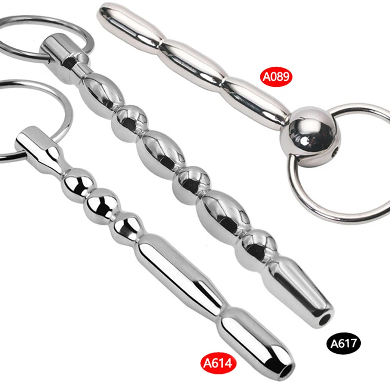Stainless steel penis plug beads male urethral sounds stimulator masturbator hollow urethral plug dialtor adult sex toys for men