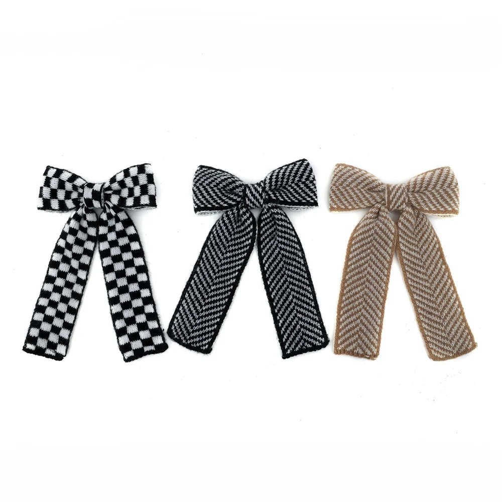 001N Checkered yarn tape Hair Bows Cute Hairpins Girls duckbilled Hair Clips Barrettes Clip Kids Headwear Fashion Hair Accesso