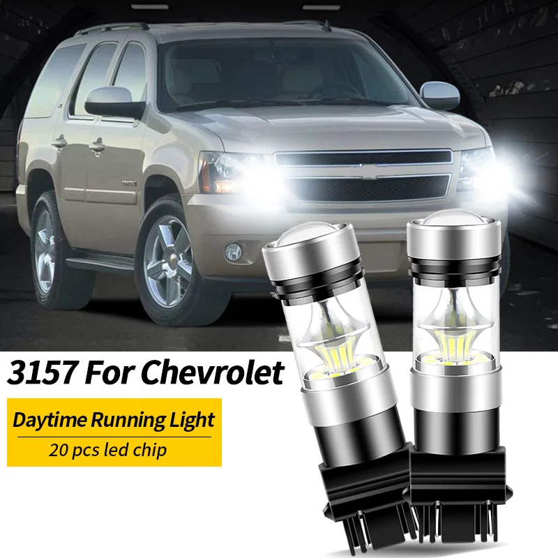 2pcs LED Daytime Running Light DRL Bulb Lamp Canbus No Error 3157 P27/7W T25 For Chevrolet Tahoe 2007-2014 Avalanche 2007-2013