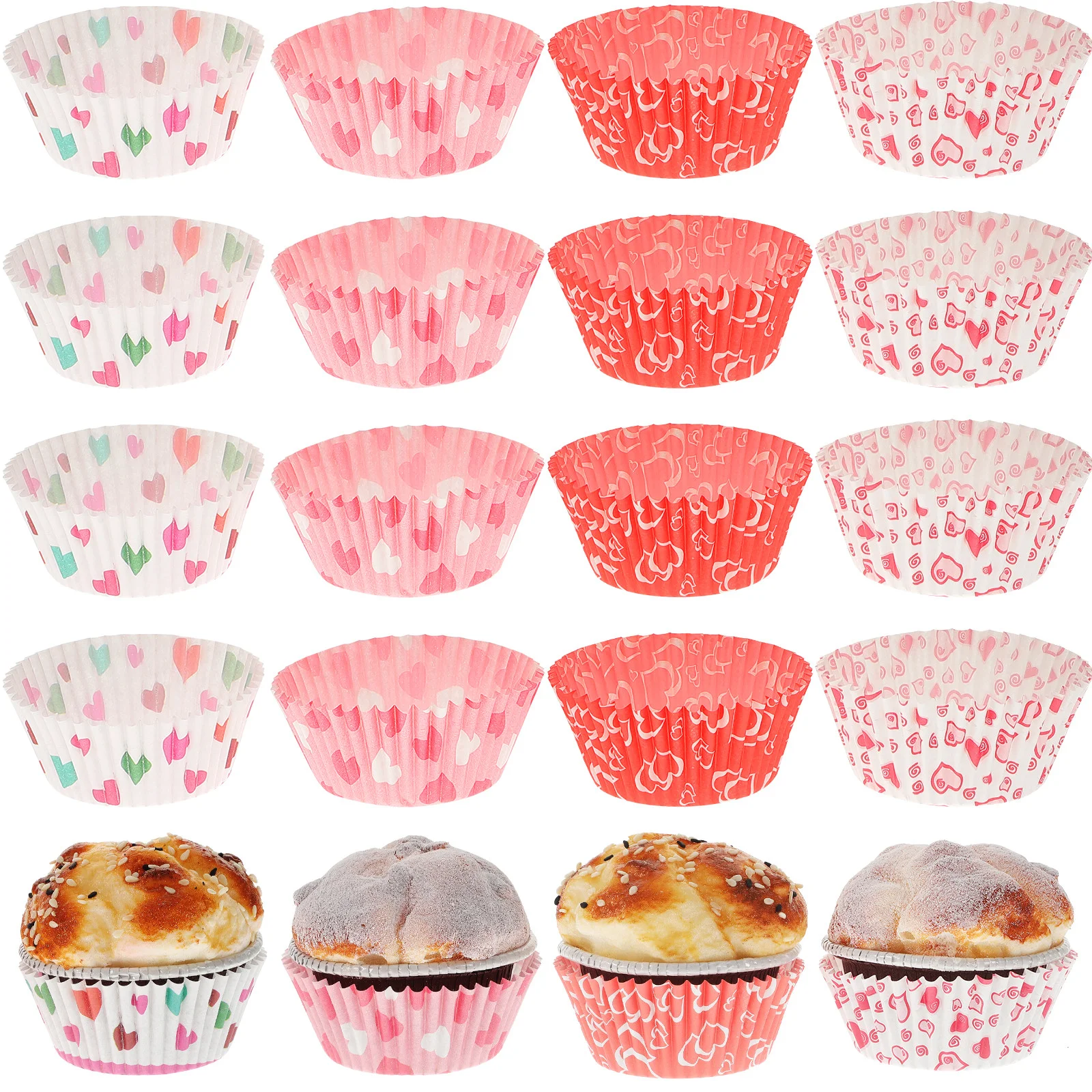 400 Pcs Love Cake Tray Paper Baking Cups Cupcake Liners Muffin Lining Decorations Valentine Wrappers Wedding Sweet Treats