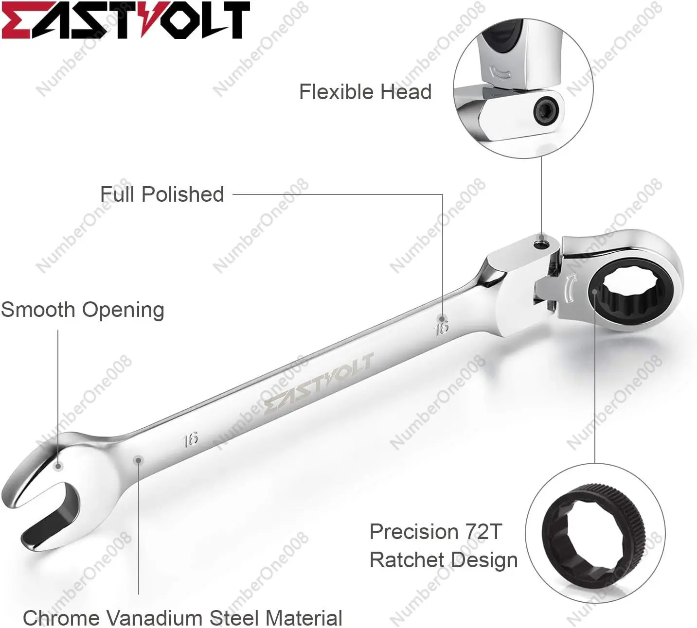 12-Piece Flex-Head Ratcheting Wrench Set Metric 8mm-19mm, Combination Ended Spanner kits Chrome Vanadium Steel